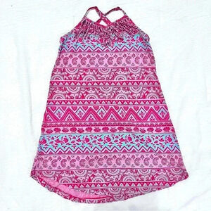 Girls L Billabong Dress Tunic A-Line with Fringe Detail and Criss-Cross Straps
